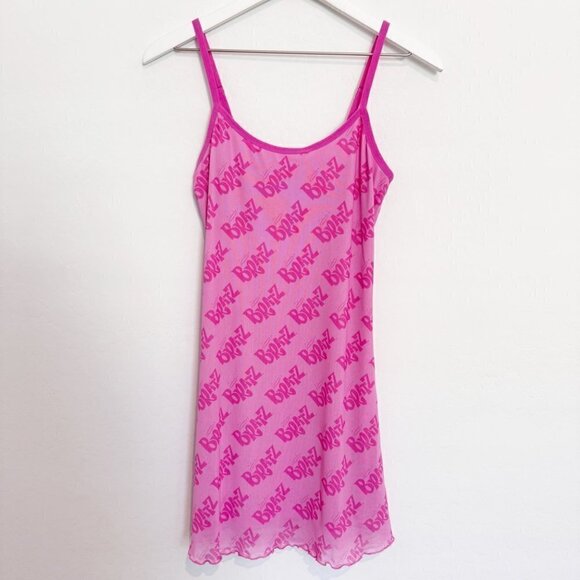 Dolls Kill x Bratz Got Bratitude 90s Strap Lettuce Mini Slip Dress Pink Medium - Picture 1 of 8